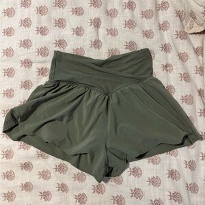 Aerie High Waist Green Shorts with Yoga-Style Waistband